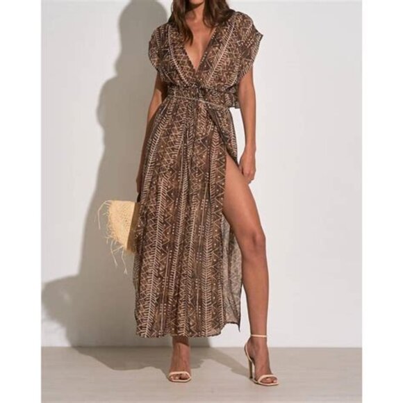 Elan Petra Maxi - Brown Tulum Dress - Picture 1 of 7